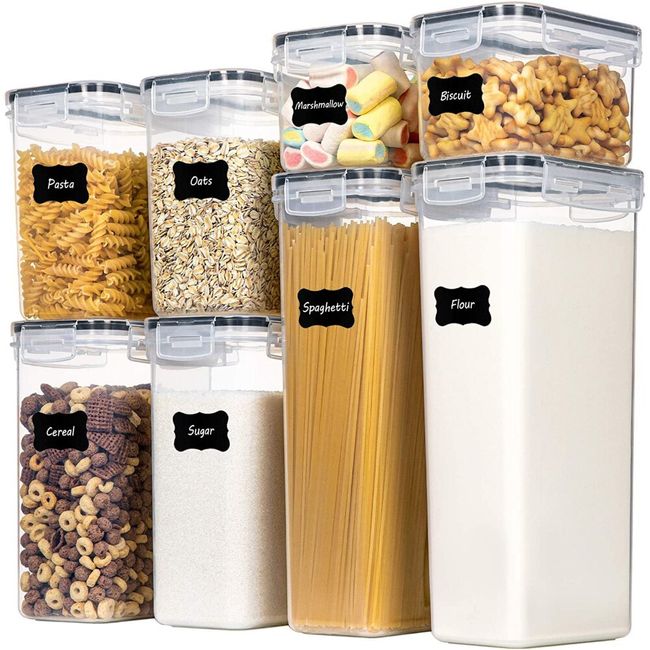 Airtight Food Storage Containers Set 4 Pieces BPA Free Kitchen Plastic  Canisters with Easy Lock Lids ,for Cereal, Flour ,Sugar