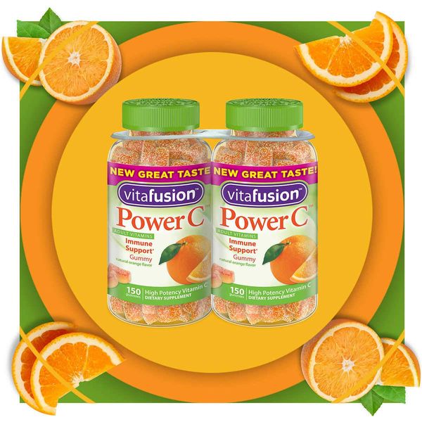 Vita Fusion Power C Adult Vitamins Immune Support Gummy of Natural Orange Flavor High Potency Vitamin C and Nutrition - 2 Pack of 150 Gummies Dietary Supplement