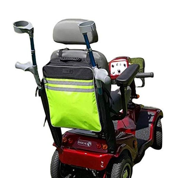 High Visibility Mobility Scooter Crutch Bag - Crutch or Walking Stick Bag for A Mobility Scooter.