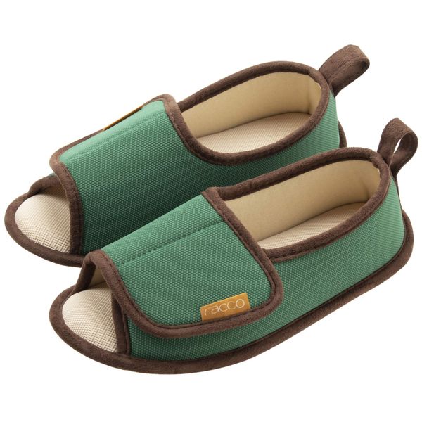 Racco 310040 Nippon Slippers, Room Shoes, Medium, 9.1 - 9.4 inches (23 - 24 cm), Green, Plain, Heel Cushion, Hand Washable, Lightweight Comfort, Walking Support