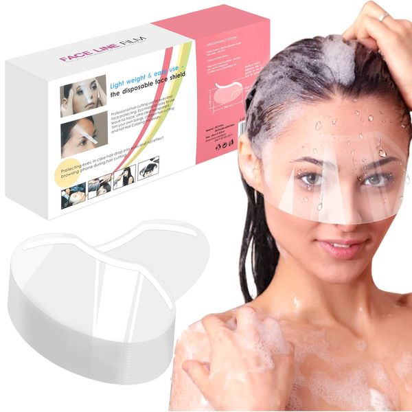 300 PCS Shower Face Eye Shields EBANKU Microblading Permanent Makeup Shower Visors for Adults Disposable Plastic Face Shields for Hairspray Salon Eyelid Aftercare