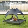 42" Portable Elevated Dog Cot Outdoor Cooling Pet Bed w/ Removable Canopy Shade