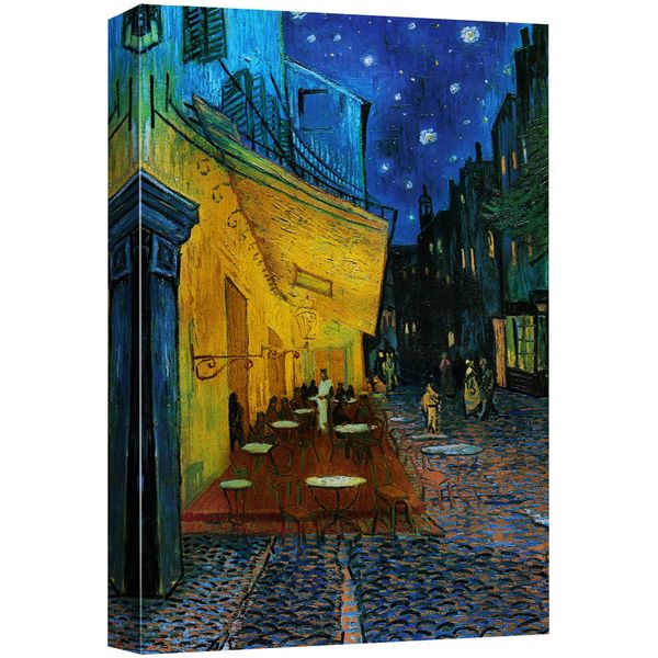 wall26 Canvas Print Wall Art Cafe Terrace at Night by Master Artist Vincent Van Gogh Nature Wilderness Illustrations Fine Art Relax/Calm Multicolor for Living Room, Bedroom, Office - 24"x36"