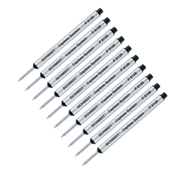 Schmidt Short P8126 Capless Rollerball Refill - Black - 10 Pack