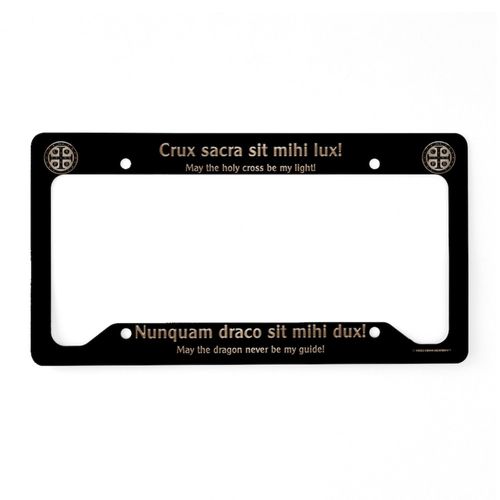 CafePress St. Benedict Medal License Plate Holder Aluminum License Plate Frame, License Tag Holder