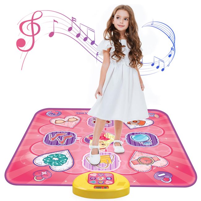 Dance Mat Toys for 5-12 Year Old Kids, Princess Dance Pad Game with 5 Gaming Modes, Dance Toys with LED Lights, Ideas Birthday Gifts for Age 5+ Year Old Girl Kids(Pink)