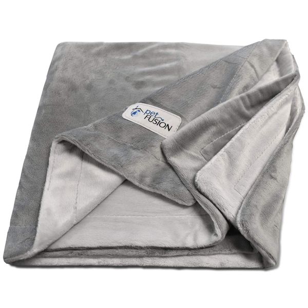 PetFusion Premium Kleine Hunde- oder Katzendecke (79x69 cm). Reversible Grey Micro Plüsch. [100% weicher Polyester]