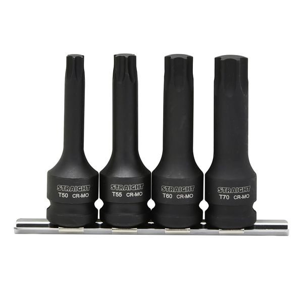 STRAIGHT 10-8002 1/2" (12.7mm) Impact Hexalobular Rabbit Socket Set 4 Pieces
