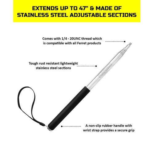 FERRET STICK MINI – 47” (120cm) Compact Extension Rod - Compatible with all Ferret Inspection Cameras