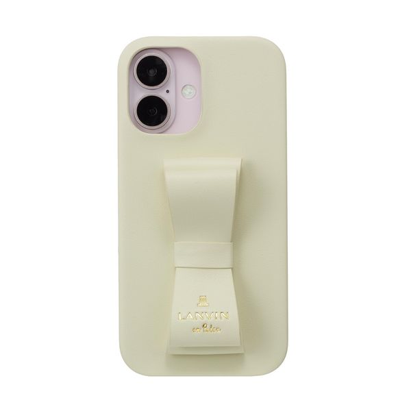 LANVIN en Bleu iPhone 16 Slim Wrap Case Stand & Ring Ribbon Genuine Lanvin On Blue (Off-White)