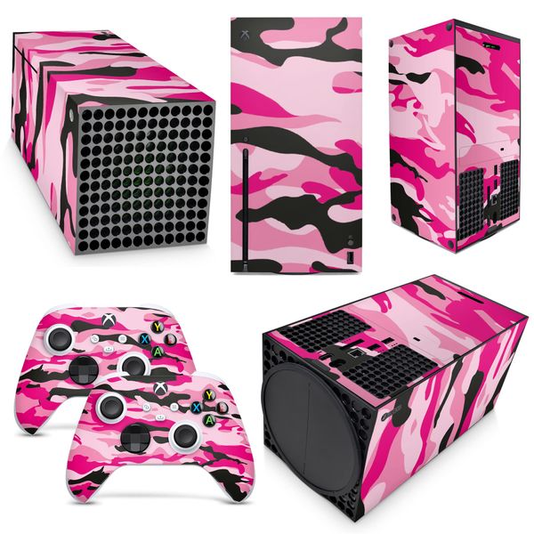 GNG Pink Camo Skins Compatible with Xbox Series Series X Console Decal Vinal Sticker + 2 Controller Set