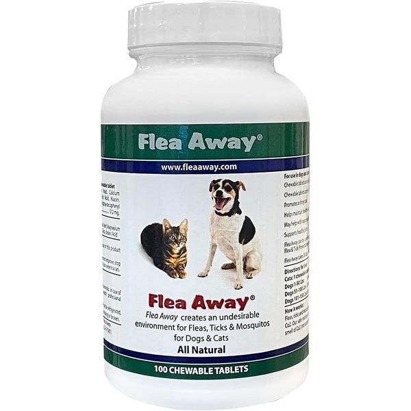 Flea Away  100 Chewable Tablets  Flea, Tick & Mosquito Repellent for Dogs & Cats