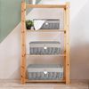 Natural Wicker Storage Basket With Lid Underbed Storage Gift Basket (Grey, Small)