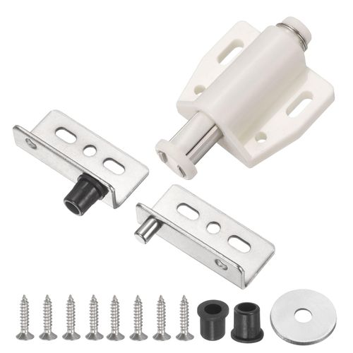 uxcell Pivot Hinge, 40 x 18 mm Heavy Duty Iron Concealed Shaft Door Hinges with Single Head Magnetic Catch and Bushing Kit for Furniture Cabinets Wood Doors, Silver