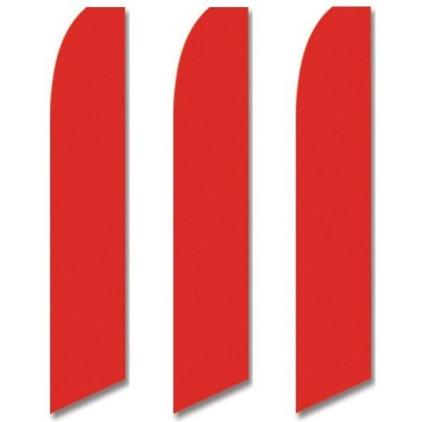 3 (three) Pack Tall Swooper Flags Bright Candy Red Solid Plain Color
