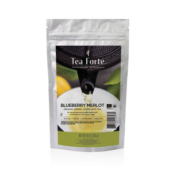 Tea Forte Blueberry Merlot Loose Bulk Tea, 1 Pound Pouch, Organic Herbal Tea Tea Makes 160-170 Cups