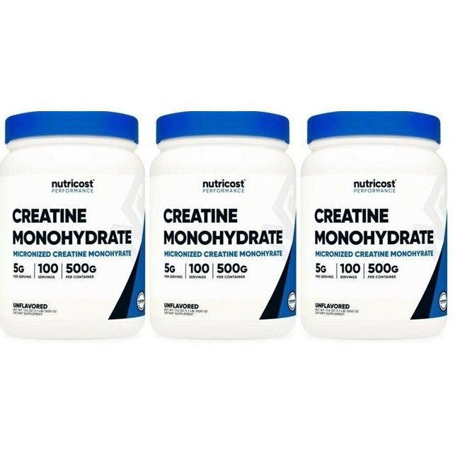 Nutricost Pure Creatine Monohydrate 3X500Gram Powder