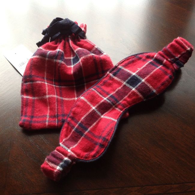 NWT LOFT Women's Travel Sleep Mask eye mask with Pouch Plaid one size