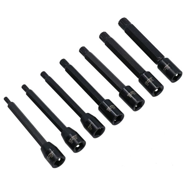Extra Long Impacted Impact Male Spline Bit Sockets 3/8” Drive M5 – M14 7pc
