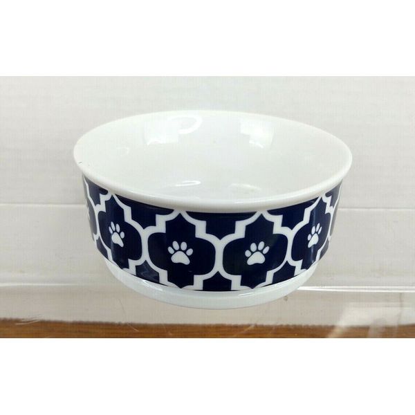 Bone Dry Blue & White Lattice 4.25" x 2" Dog Food Water Pet Bowl