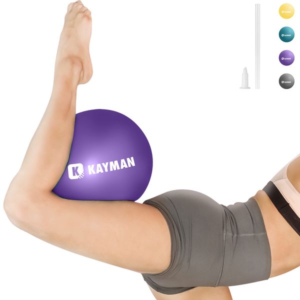 KAYMAN Small Pilates Ball – 9 Inch Barre Ball for Yoga & Home Exercise | Mini Gym Medicine Ball Equipment, Improve Balance, Flexibility, Fitness | Ideal for Physio Therapy & Posture Training (Purple)