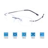 JoXiGo 2Pack Rimless Reading Glasses Super Lightweight Flexible Frame + Glasses Strap,Grey+Silver+1.0