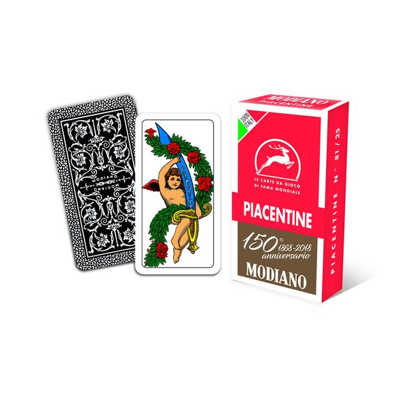 Modiano Regional Playing Cards Piacentine Anniversary of 150 years, Colour Pencil Case Red, 300084