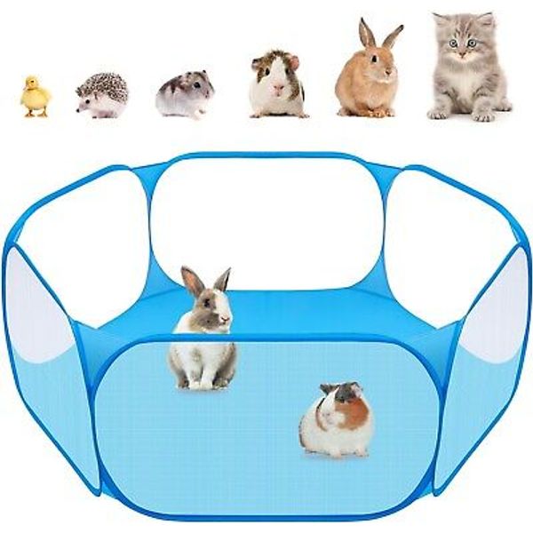 Small Animals C&C Cage Tent, Breathable & Transparent Pet Playpen Pop Blue