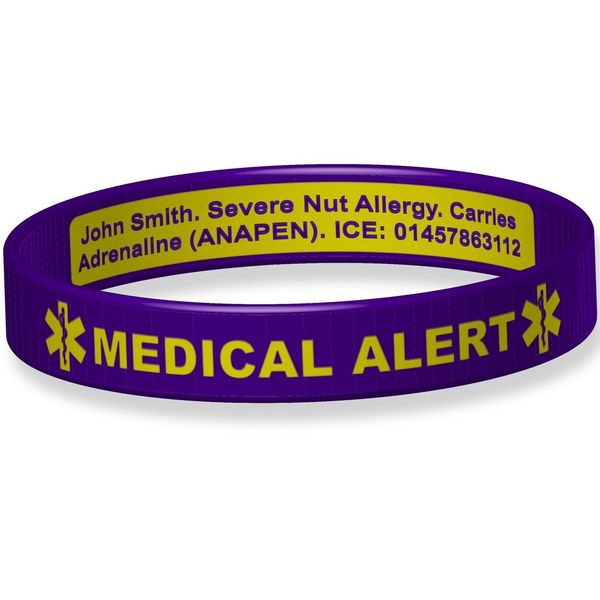 Deluxe Engraveable Silicone Bracelet (Inside Engraving) Purple Small 17.8cm