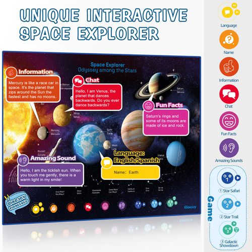 Interactive Talking Dinosaur Space Poster for Kids