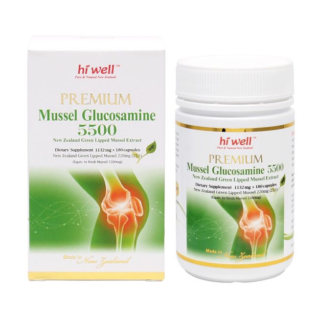 Hi well Green Lipped Mussel Glucosamine 5500 180 Caps Joint Support Supplement