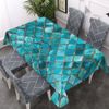 Walmsco Tablecloth Turquoise Blue Cubes Decor For Dining Room Kitchen Rectangular Table Cover 132 * 178cm
