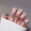 Set of 24 Nail Tip Black Unique Design Trapezoid Style Scandinavian Nail