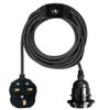Plug in Ceiling Pendant Light Fitting, E27 Lamp Holder Suspended Pendant Light plug in, 2m Fabric Cable Plug with Dimmer Switch (Black)