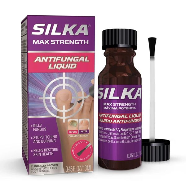 Silka Max Strength Antifungal Liquid with Brush Applicator for Toenail Fungus...