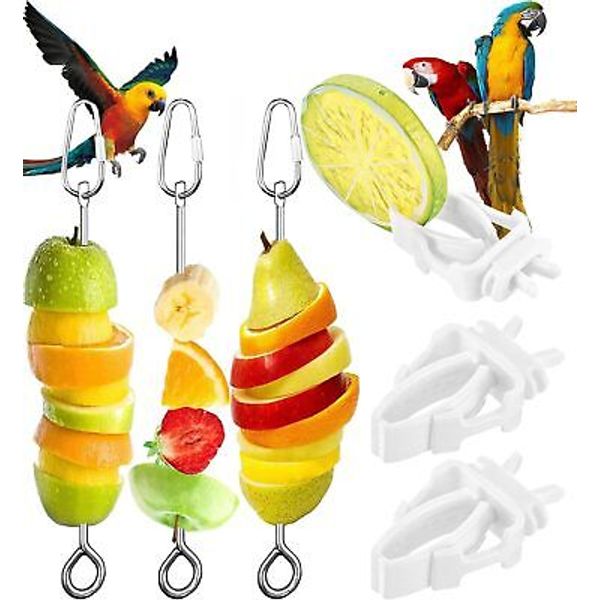 6 PCS Bird Food Treats Skewer, Holder Parakeet Hanging Food, Small...