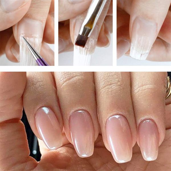 10pcs Long Nails Glass Fiber Nail Extensions Silk Wrap Nail Tools Elongated Nail Tools Nail Art