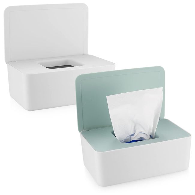 2 Stück Feuchttücher Box Baby, Toilettenpapier Aufbewahrungsbox, Dose für Feuchtes Toilettenpapier, Taschentuchhalter Kunststoff Feuchttücher Spender, Tücherbox, Serviettenbox