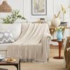 KASYLAN Diamond Knitted Throw Blanket Textured Solid Soft Sofa Throw Couch Knitted Decorative Blanket, 127x152cm Beige