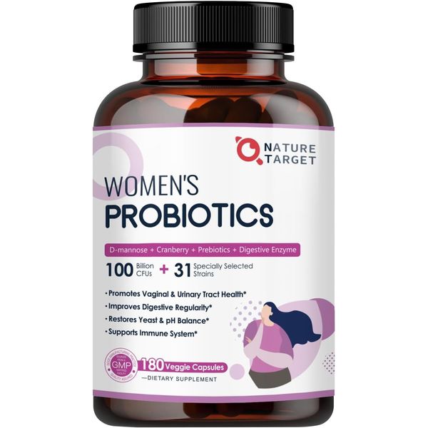 NATURE TARGET Probiotics for Women, 100 Billion CFUs 180 Count (Pack of 1)