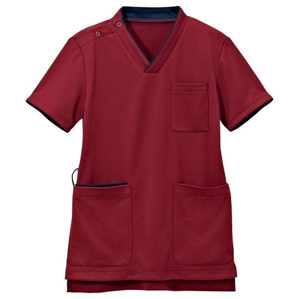 Infermiere Medical Scrub, Shoulder Snap Buttons, Powder Stretch, Not Transparent, Sweat Absorbent, Quick Drying, Deodorizing, Unisex, For Nurses, burgundy × navy,