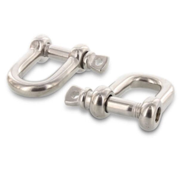 Rundschäkel 5 mm Edelstahl V4A 5 Stück D-Ring-Schäkel 5X10X20 mm, (WLL): 232kg (ideal als Bindeglied zwischen Ketten, Drahtseil oder Hundeleinen) - kurze Form
