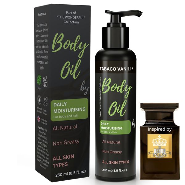 All Natural Skin Relief Body Oil, with Oat Oil & Jojoba Oil, Suitable for Sensitive Skin, Instantly Nourishes Very Dry, Sensitive Skin, Suitable for a Massage, 250ml (250ml, Tabaco Vanille)