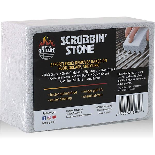 Better Grillin Scrubbin Stone Grill Cleaner-Scouring Brick/Barbecue Grill Brush/Barbecue Cleaner for BBQ, Griddle, Racks