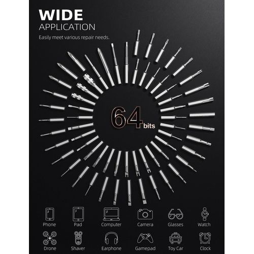 iFu Mini Electric Screwdriver, 90 in 1 Precision Screwdriver Set – Small Cordless Power Screwdriver with LED Light & 64 Magnetic Bits, Repair Tool for Phone Laptop Camera Watch Computer