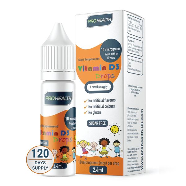 Certified Preservative-Free Vegan Vitamin D3 Drops for Infants & Children - Sugar-Free, All-Natural, NHS Approved (4-Month Supply)