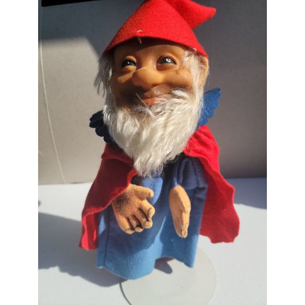 Steiff Hand Puppet Gnome Gucki Rubber Felt Mohair Dwarf Vintage Germany 10"