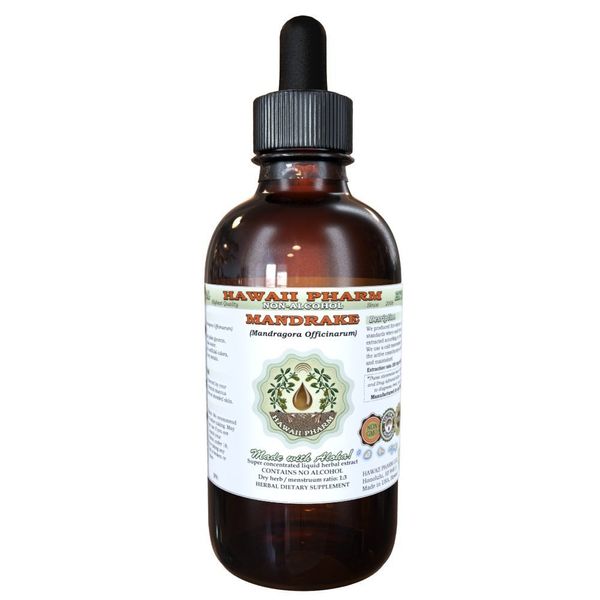 HawaiiPharm Mandrake Alcohol-Free Liquid Extract, Mandrake (Mandragora Officinarum) Dried Root Glycerite Natural Herbal Supplement, USA 2 oz