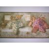 GRAPES WITH WINE LABELS ON A TABLE PREPASTED WALLPAPER BORDER # KK4758B