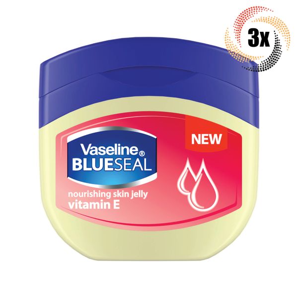 3x Jars Vaseline Blue Seal Vitamin E Nourishing Skin Petroleum Jelly | 3.4oz |